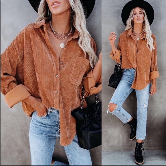Vici Kamryn Corduroy Pocket Button Down Top Shacket - Picture 5 of 9